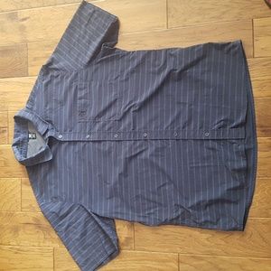 Helly Hansen Men's Short Sleeve Button Down Navy/Blue Striped Shirt Size 2XL